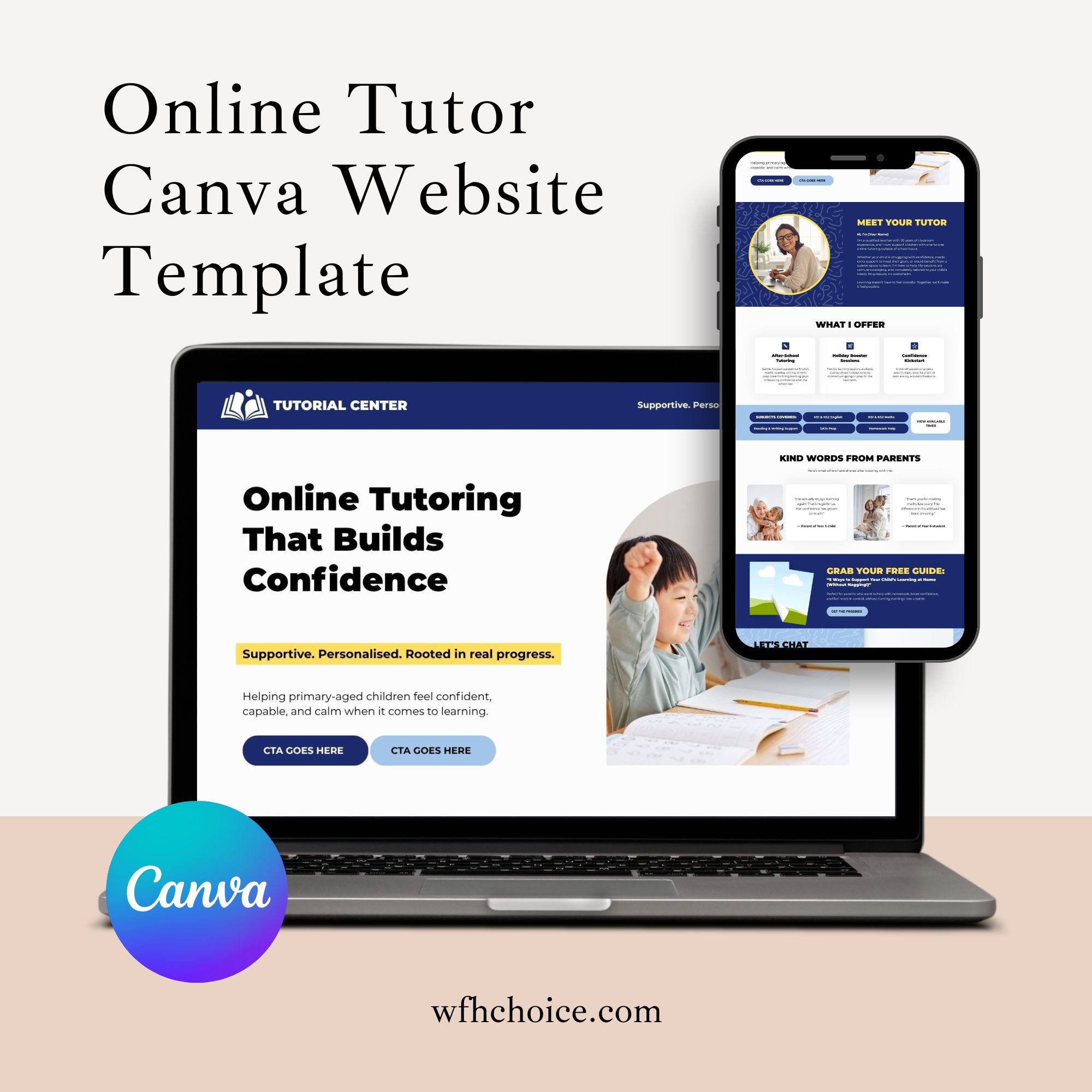 Online Tutor Canva Website Template